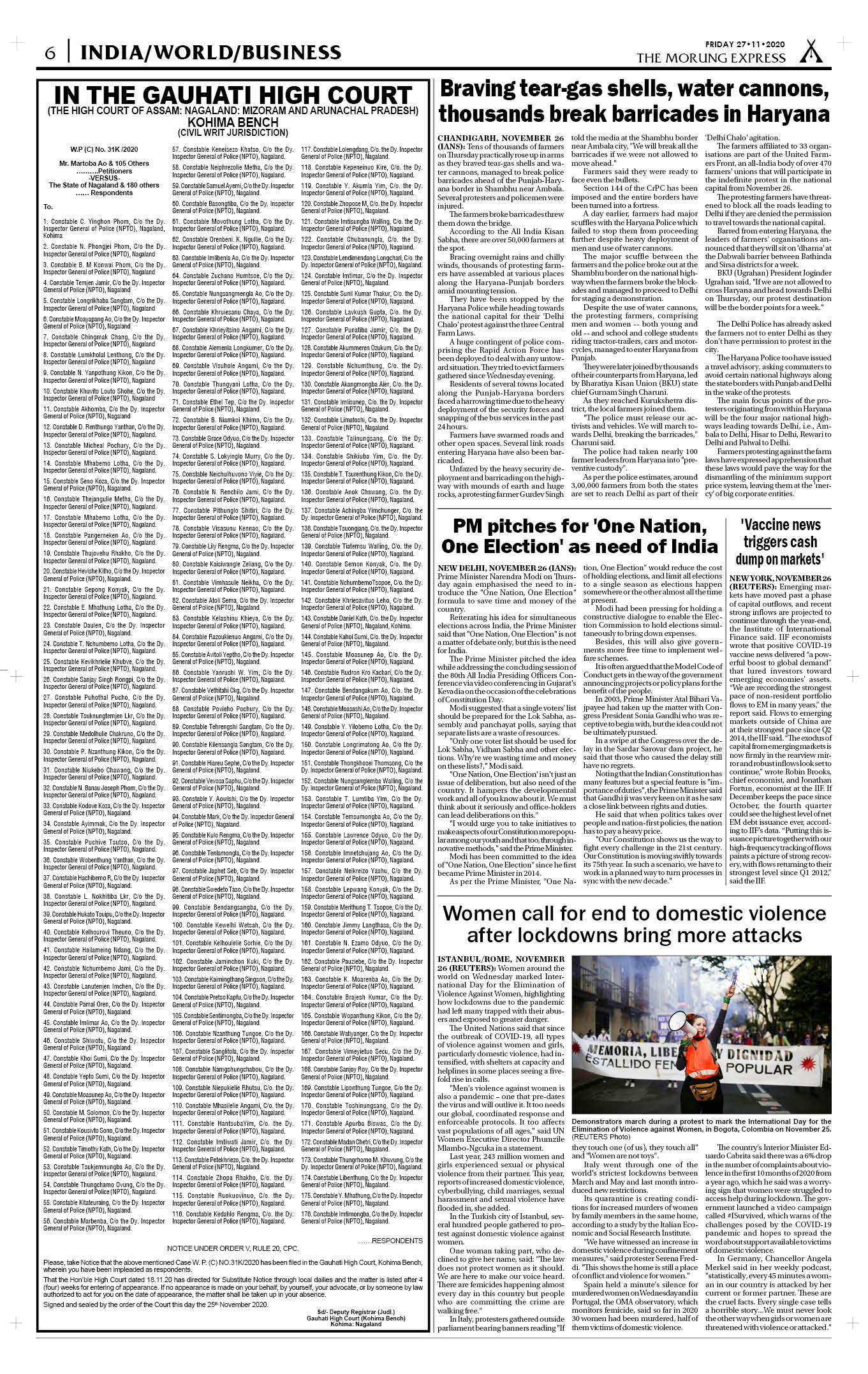 November 27 Page 6 The Morung Express E Paper Morung Express E Paper